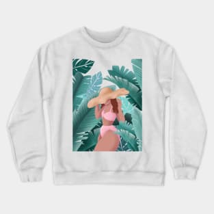 Plant Lady Summer, Beach and Palm Leaves Crewneck Sweatshirt